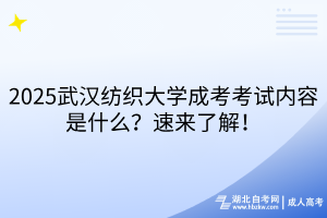 2025武漢紡織大學(xué)成考考試內(nèi)容是什么？速來了解！