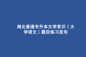 湖北普通專升本文學(xué)常識（大學(xué)語文）題目練習(xí)