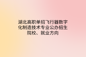 湖北高職單招飛行器數(shù)字化制造技術(shù)專(zhuān)業(yè)公辦招生院校、就業(yè)方向