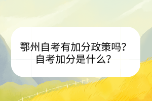 鄂州自考有加分政策嗎？自考加分是什么？