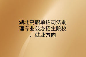 湖北高職單招司法助理專業(yè)公辦招生院校、就業(yè)方向