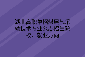 湖北高職單招煤層氣采輸技術(shù)專(zhuān)業(yè)公辦招生院校、就業(yè)方向