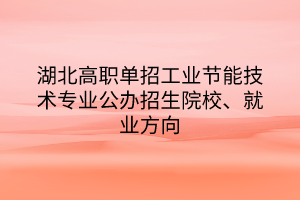 湖北高職單招工業(yè)節(jié)能技術(shù)專業(yè)公辦招生院校、就業(yè)方向