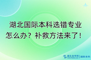 湖北國際本科選錯專業(yè)怎么辦？補救方法來了！