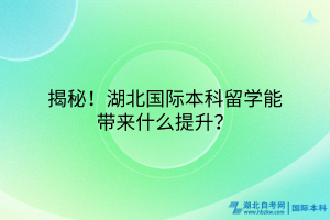 揭秘！湖北國際本科留學(xué)能帶來什么提升？