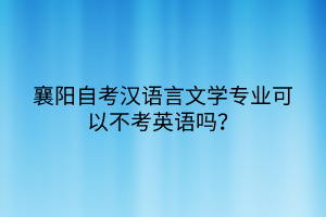 襄陽自考漢語言文學(xué)專業(yè)可以不考英語嗎？