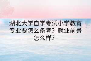湖北大學自學考試小學教育專業(yè)要怎么備考？就業(yè)前景怎么樣？