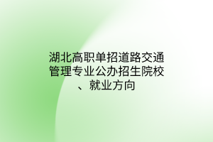 湖北高職單招道路交通管理專業(yè)公辦招生院校、就業(yè)方向