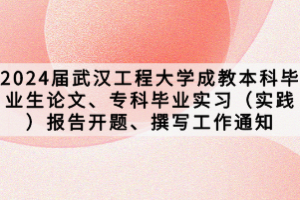 2024屆武漢工程大學成教本科畢業(yè)生論文、專科畢業(yè)實習（實踐）報告開題、撰寫工作通知