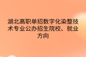湖北高職單招數(shù)字化染整技術(shù)專業(yè)公辦招生院校、就業(yè)方向