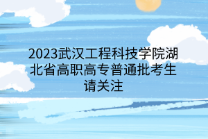 2023武漢工程科技學院湖北省高職高專普通批考生請關注
