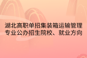 湖北高職單招集裝箱運輸管理專業(yè)公辦招生院校、就業(yè)方向