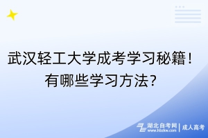 武漢輕工大學(xué)成考學(xué)習(xí)秘籍！有哪些學(xué)習(xí)方法？