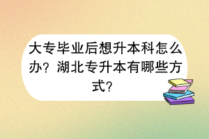 大專畢業(yè)后想升本科怎么辦？湖北專升本有哪些方式？