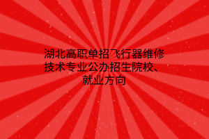 湖北高職單招飛行器維修技術(shù)專(zhuān)業(yè)公辦招生院校、就業(yè)方向
