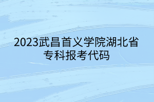 2023武昌首義學(xué)院湖北省?？茍罂即a