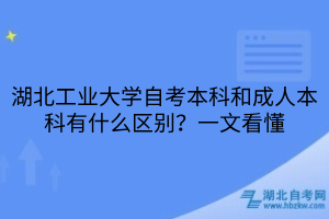 湖北工業(yè)大學(xué)自考本科和成人本科有什么區(qū)別？一文看懂