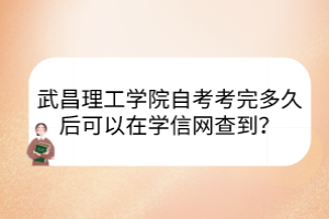 武昌理工學(xué)院自考考完多久后可以在學(xué)信網(wǎng)查到？