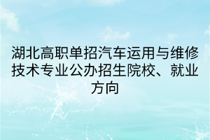 湖北高職單招汽車運(yùn)用與維修技術(shù)專業(yè)公辦招生院校、就業(yè)方向