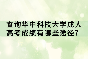 查詢?nèi)A中科技大學(xué)成人高考成績有哪些途徑？