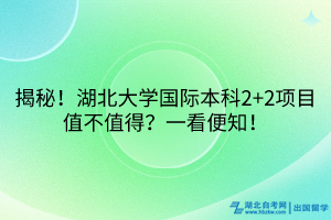 揭秘！湖北大學(xué)國(guó)際本科2+2項(xiàng)目值不值得？一看便知！