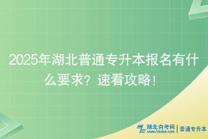 2025年湖北普通專升本報(bào)名有什么要求？速看攻略！