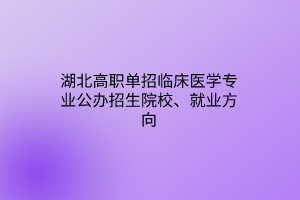湖北高職單招臨床醫(yī)學(xué)專業(yè)公辦招生院校、就業(yè)方向