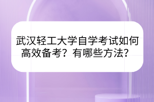 武漢輕工大學(xué)自學(xué)考試如何高效備考？有哪些方法？
