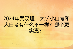 2024年武漢理工大學小自考和大自考有什么不一樣？哪個更實惠？