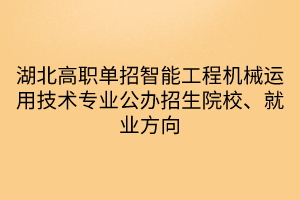 湖北高職單招智能工程機(jī)械運(yùn)用技術(shù)專業(yè)公辦招生院校、就業(yè)方向