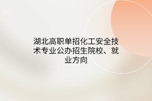 湖北高職單招化工安全技術(shù)專(zhuān)業(yè)公辦招生院校、就業(yè)方向