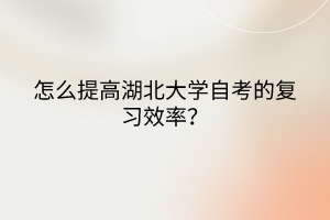 怎么提高湖北大學(xué)自考的復(fù)習(xí)效率？