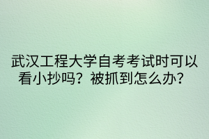 武漢工程大學(xué)自考考試時可以看小抄嗎？被抓到怎么辦？