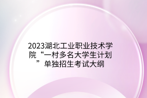 2023湖北工業(yè)職業(yè)技術(shù)學(xué)院“一村多名大學(xué)生計劃”單獨(dú)招生考試大綱
