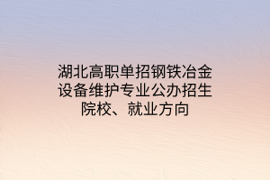 湖北高職單招鋼鐵冶金設(shè)備維護(hù)專業(yè)公辦招生院校、就業(yè)方向