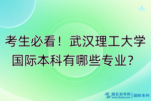 考生必看！武漢理工大學(xué)國際本科有哪些專業(yè)？