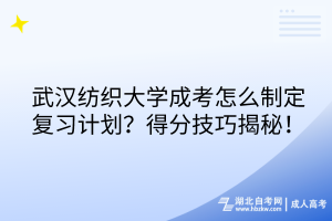 武漢紡織大學成考怎么制定復習計劃？得分技巧揭秘！