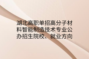 湖北高職單招高分子材料智能制造技術(shù)專(zhuān)業(yè)公辦招生院校、就業(yè)方向
