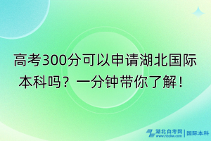 高考300分可以申請湖北國際本科嗎？一分鐘帶你了解！