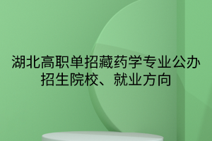 湖北高職單招藏藥學(xué)專(zhuān)業(yè)公辦招生院校、就業(yè)方向
