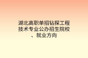 湖北高職單招鉆探工程技術(shù)專(zhuān)業(yè)公辦招生院校、就業(yè)方向