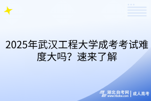 2025年武漢工程大學(xué)成考考試難度大嗎？速來了解