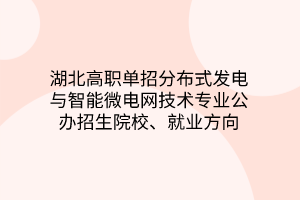 湖北高職單招分布式發(fā)電與智能微電網(wǎng)技術(shù)專業(yè)公辦招生院校、就業(yè)方向