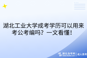湖北工業(yè)大學(xué)成考學(xué)歷可以用來(lái)考公考編嗎？一文看懂！