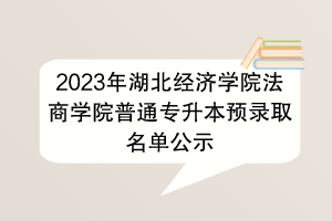 2023年湖北經(jīng)濟學院法商學院普通專升本預錄取名單公示