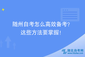 隨州自考怎么高效備考？ 這些方法要掌握！ ?