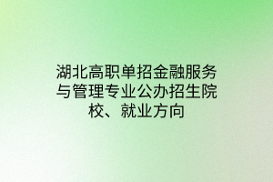 湖北高職單招金融服務(wù)與管理專業(yè)公辦招生院校、就業(yè)方向