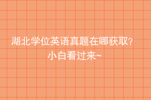 湖北學(xué)位英語(yǔ)真題在哪獲取？小白看過(guò)來(lái)~