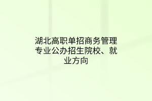 湖北高職單招商務(wù)管理專業(yè)公辦招生院校、就業(yè)方向