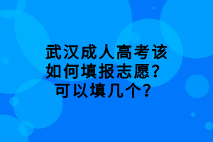 武漢成人高考該如何填報(bào)志愿？可以填幾個(gè)？